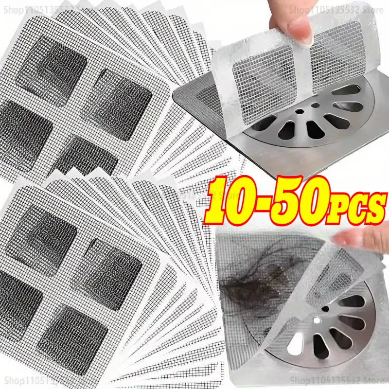 10/20/30Pcs Disposable Shower Drain Hair Catcher Mesh Stickers, Floor Drain Hair Filter, Disposable Hair Catchers for Shower