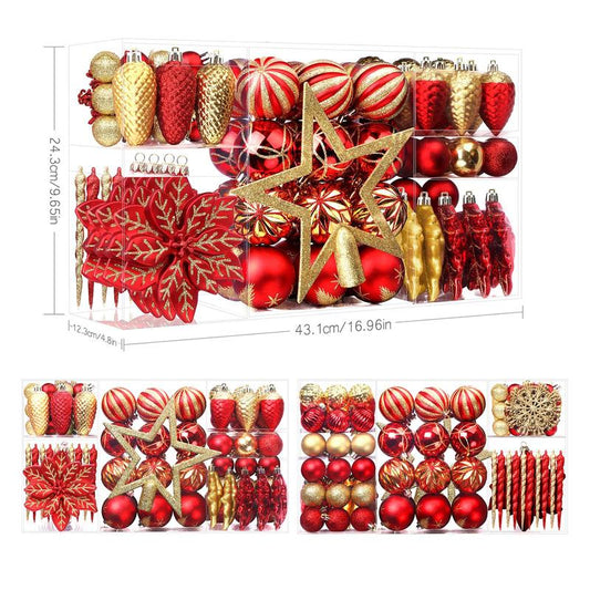 80/86/106Pcs Christmas Tree Balls Ornaments, Colorful Shatterproof Plastic Decorative Baubles for Xmas Tree Decor Holiday Wedding Party Decoration with Hanging Hooks