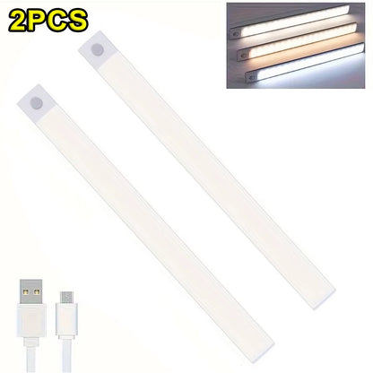 1-4 PCS Wireless Rechargeable LED Motion Sensor Cabinet Light for Closet, Kitchen, Wardrobe, Stairs - Battery Operated Night