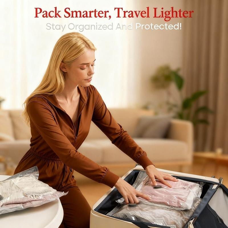 Cordless Travel Vacuum Storage Compression Bag Set – 15-Pack in 3 Sizes – 140L/Min Powerful Air Removal – USB Rechargeable Handheld Pump with Built-In Battery – Waterproof & Reusable Space Saver for Clothes & Packing, Perfect for Carry-On Suitcases